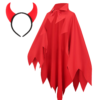 Seawhisper Teufel Kostüm Damen Teufel-Umhang Teufelshörner Haarreif Rot Faschingskostüme Masquerade Costumes - Image 2